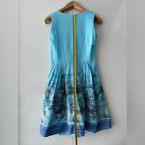 Rica Mare (Ukraine) Summer Mini Blue Dress, L (runs small, best for USA 6). - Picture 5 of 9